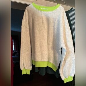 Gray and Green Women's Sweater